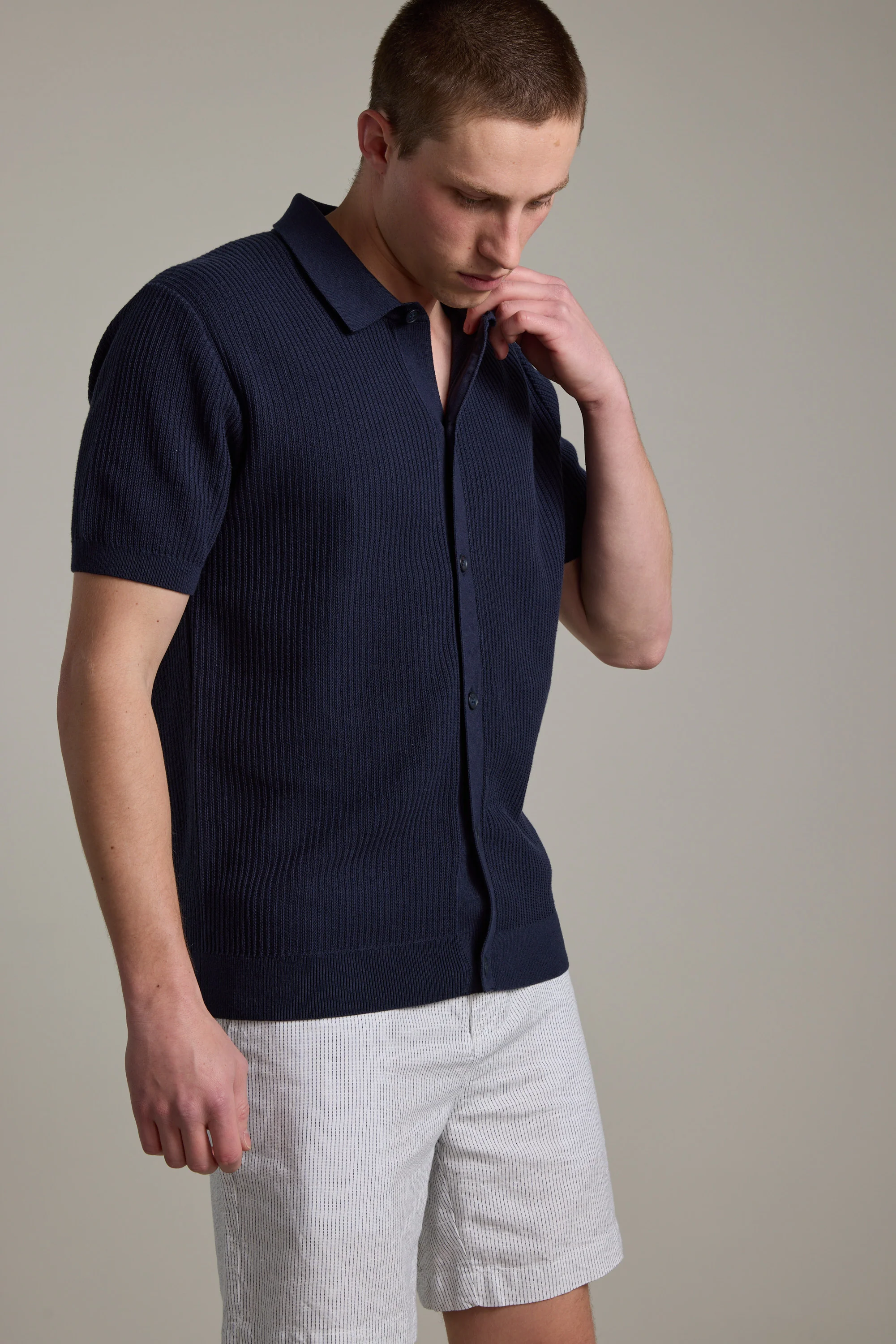 Barrows Knit Button Up Polo