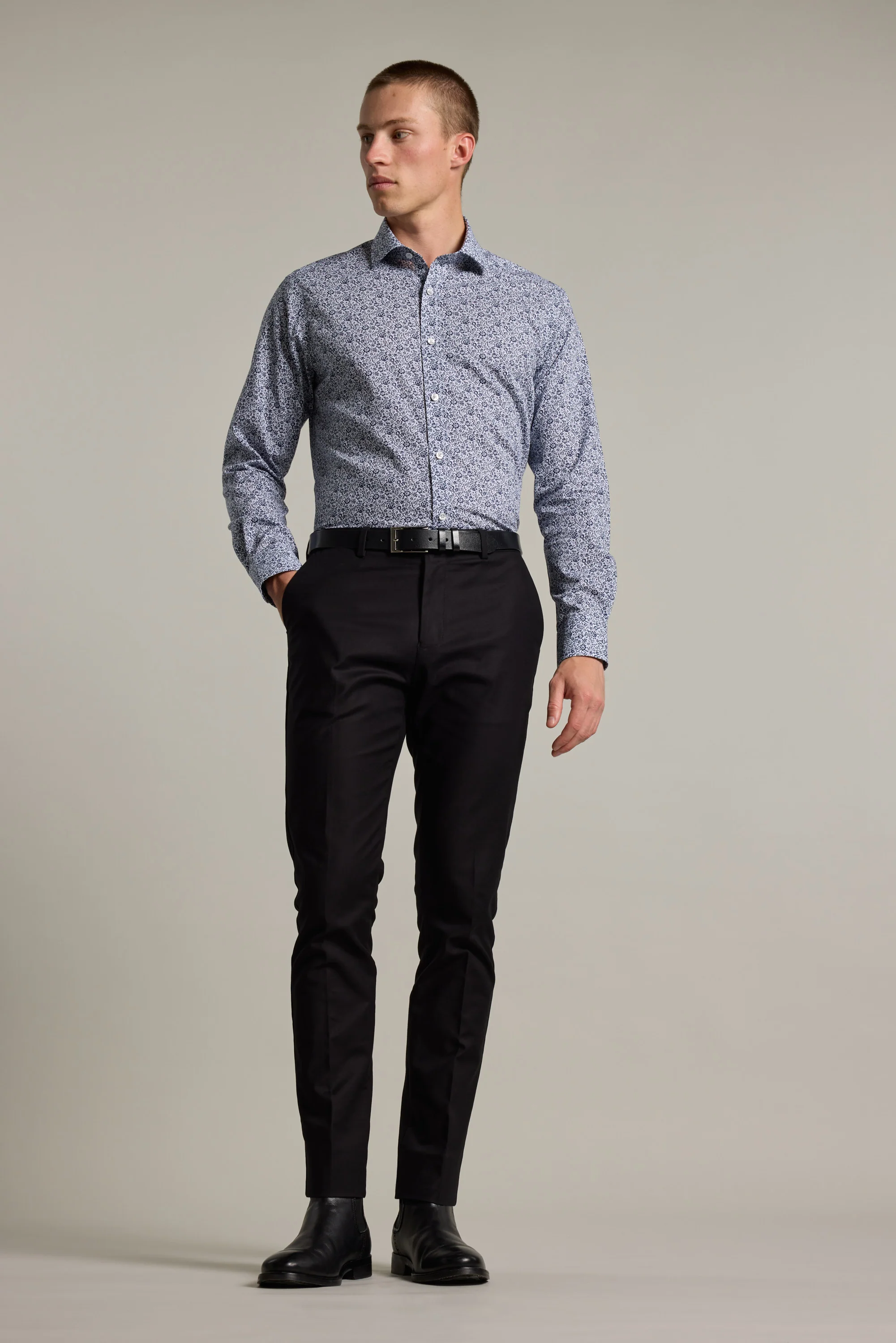 Gordon Print Business Shirt - Image 3