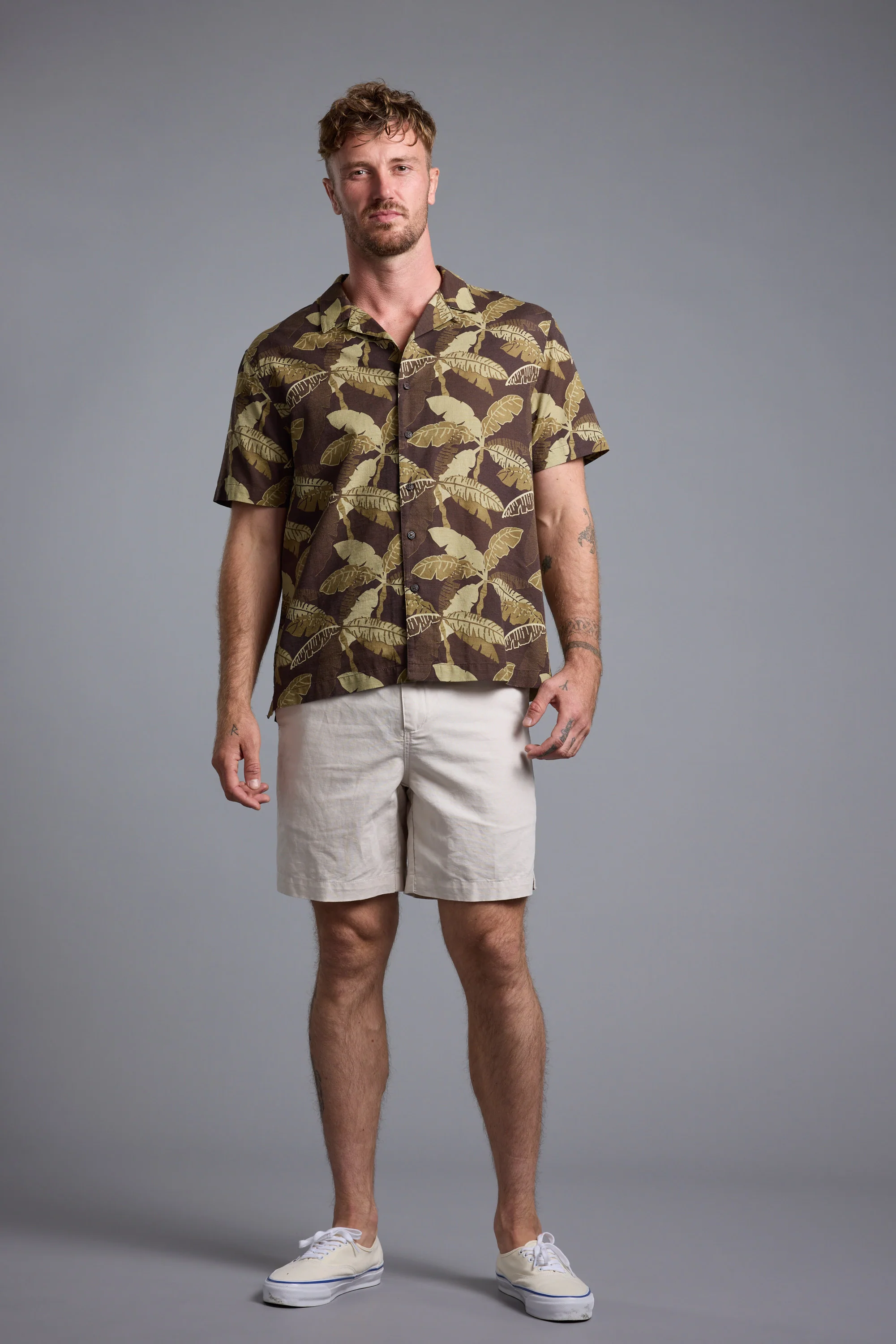Leaf Print Cuban Shirt