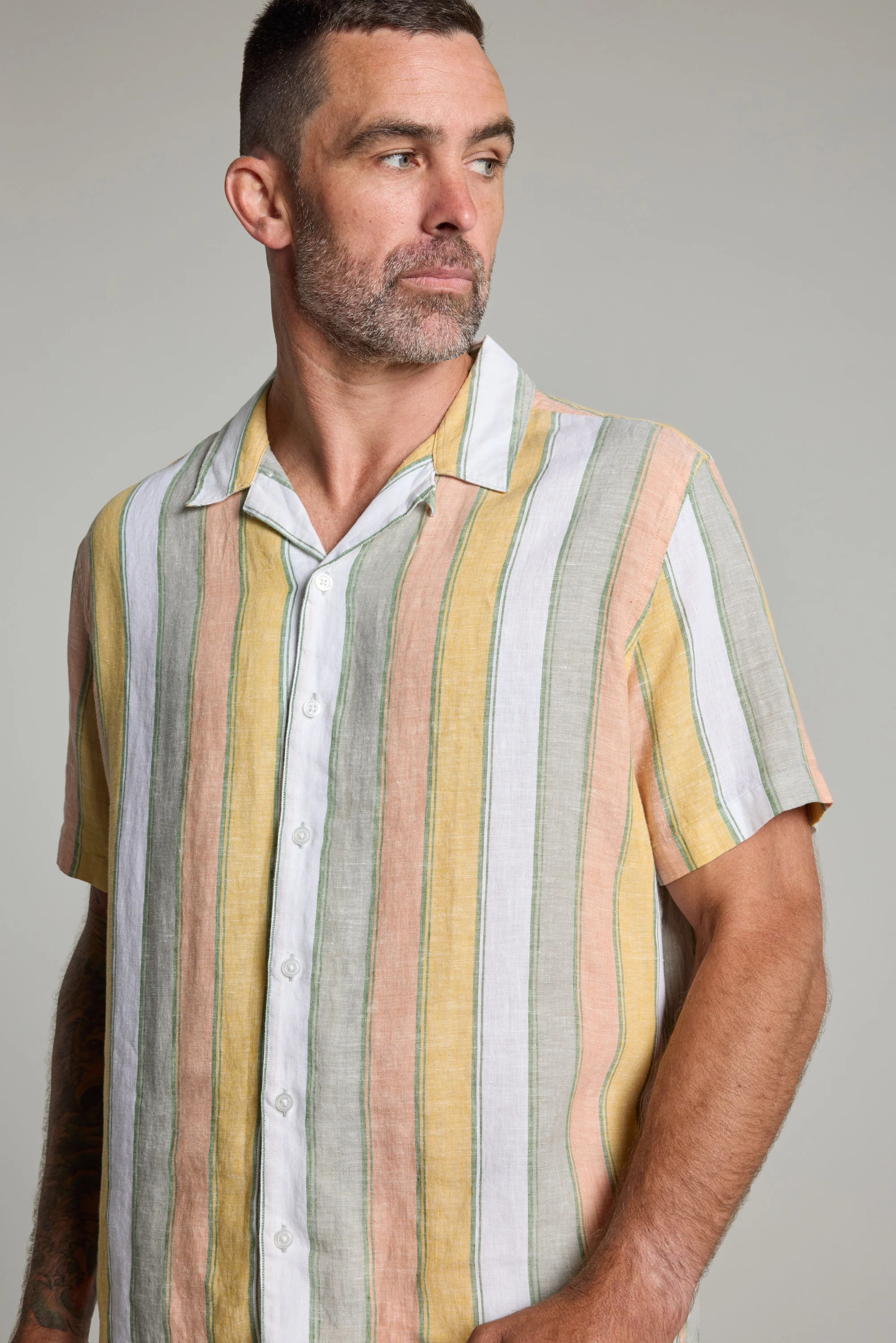 Moontide Linen Stripe Cuban Shirt - Image 5