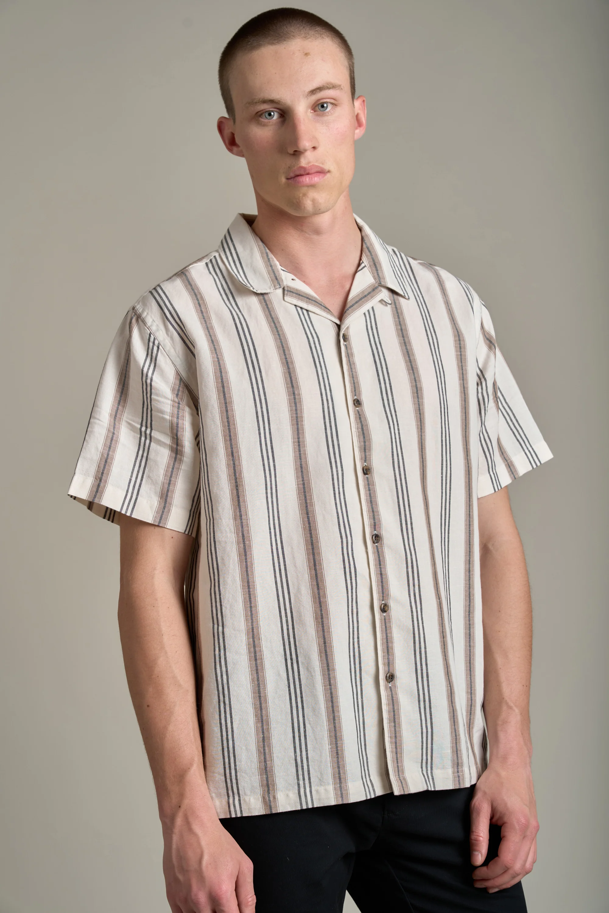 Potter Linen Stripe Cuban Shirt - Image 2