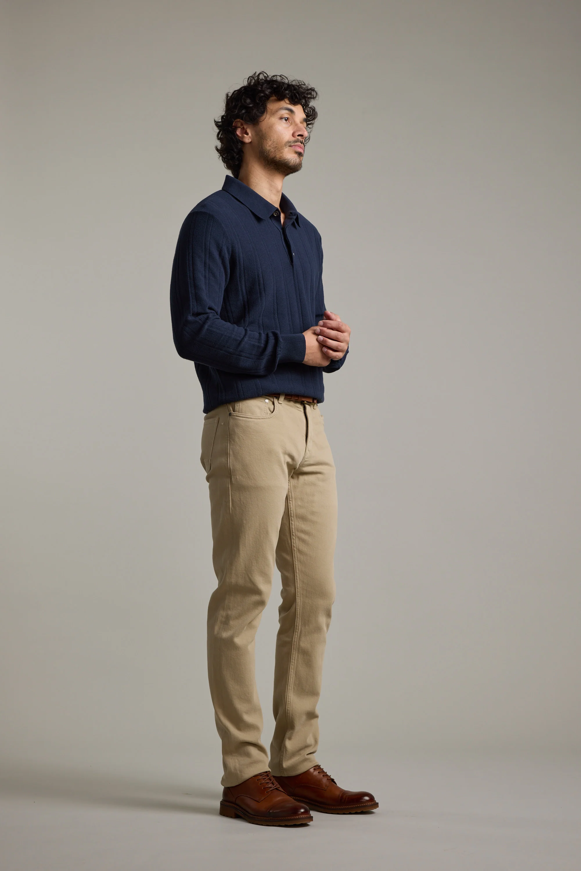 Seaside Long Sleeve Cotton Polo - Image 3
