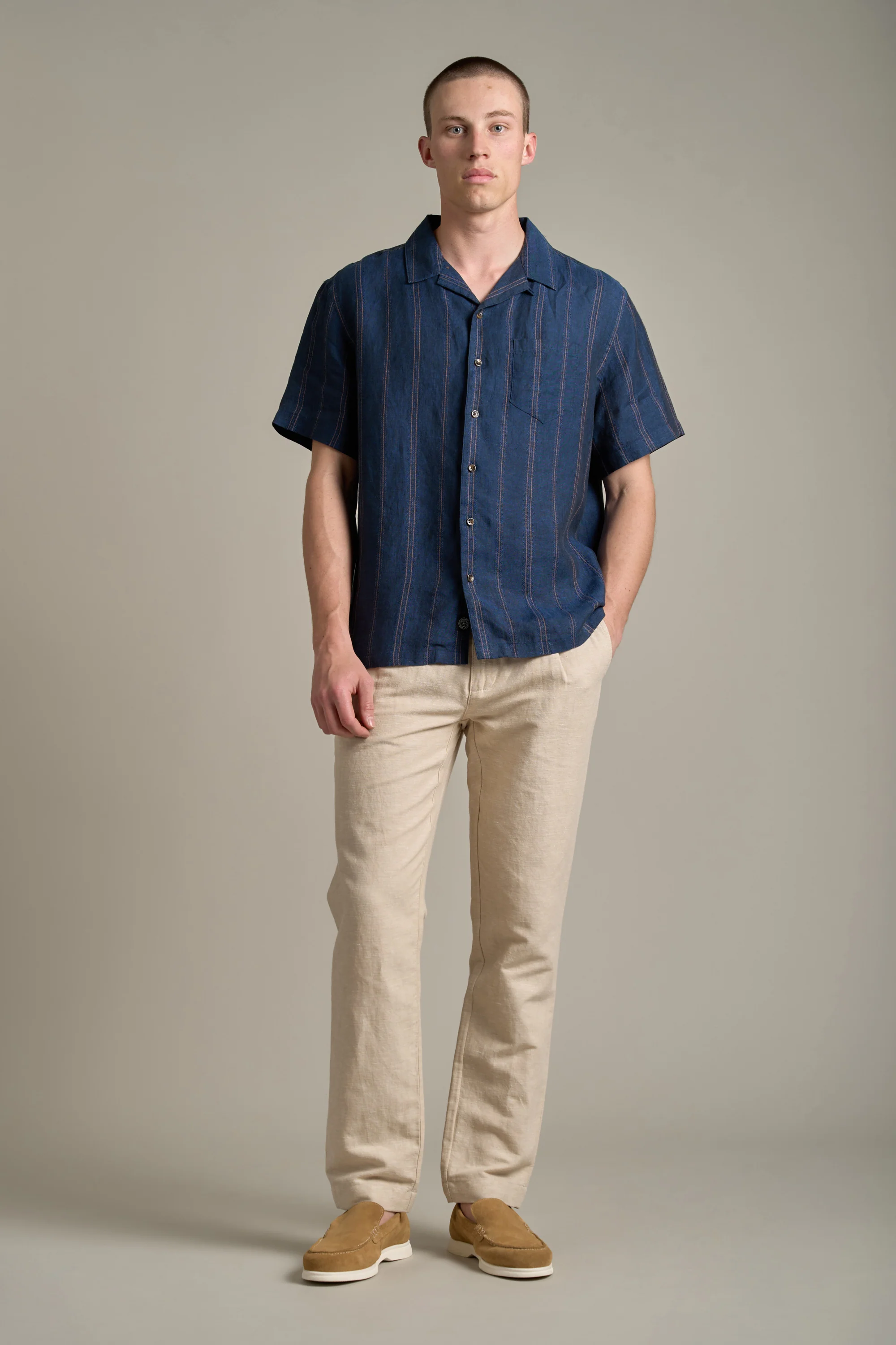 Seaway Linen Stripe Cuban Shirt - Image 2